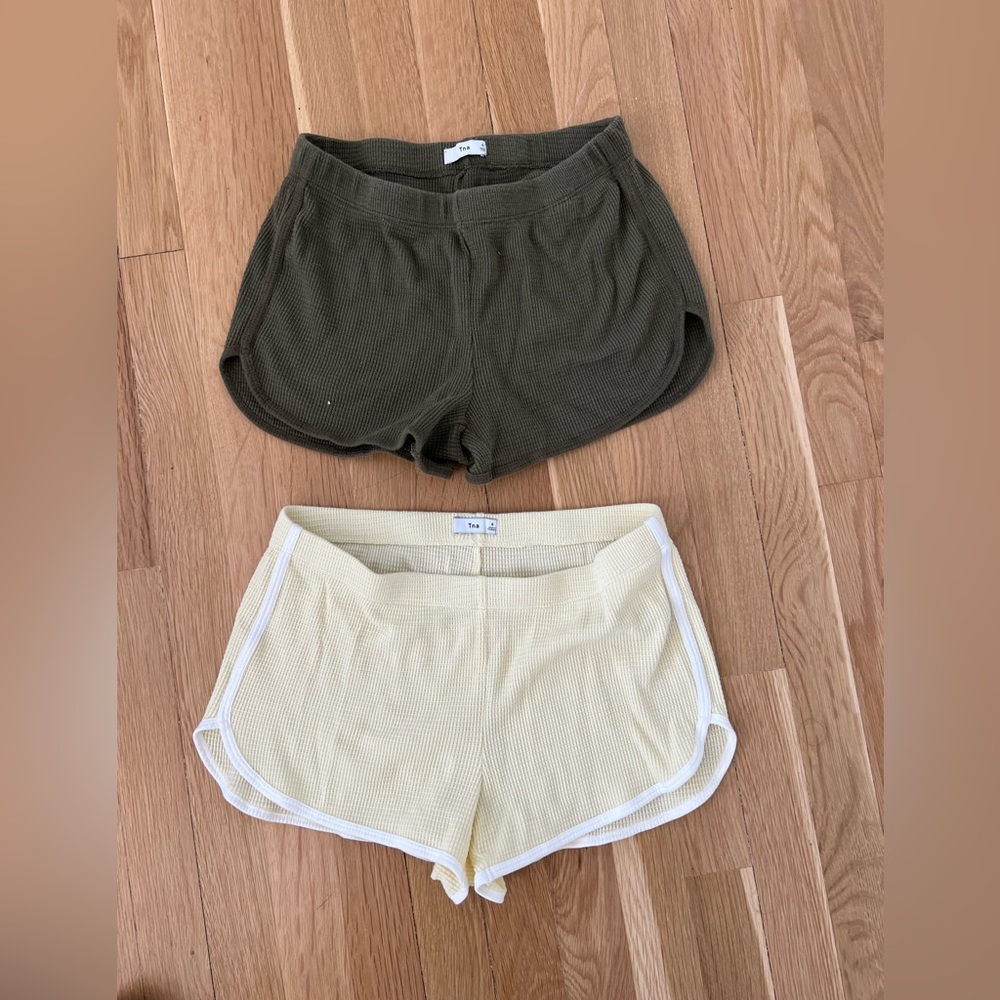 Green and yellow TNA waffle shorts